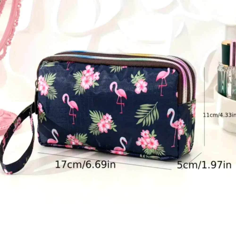 🌺Flamingo Makeup Bag Cosmetic Bag Wallett Wristlet Travel Case Flamingo